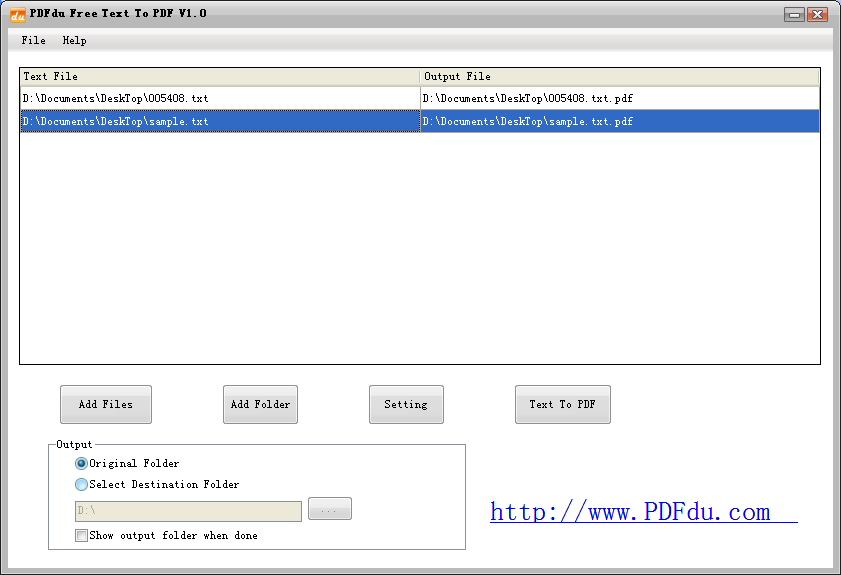 PDFdu Free Text to PDF Converter